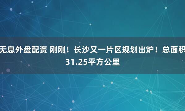 无息外盘配资 刚刚！长沙又一片区规划出炉！总面积31.25平方公里